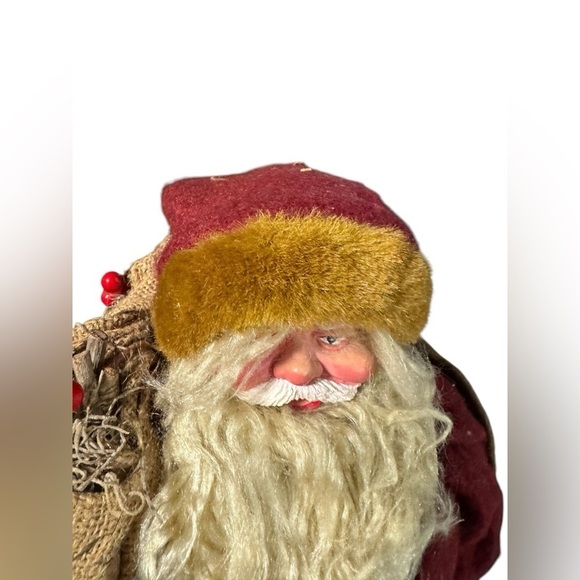 Vintage Saint Nick Santa Clause Table Decoration Felt Hand Painted Face 16" - Picture 6 of 10